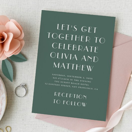 セージモダングリーンタイポグラフィミニマ結婚リスト 招待状