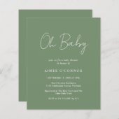 セージモダングリーンバジェットベビーシャワー招待状 (正面/裏面)
