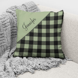 セージモダングリーンバッファロープレイドチェックパターン名 クッション