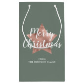 セージモダングリーンバラ金ゴールドスタークリスマス スモールペーパーバッグ (裏面)