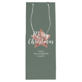 セージモダングリーンバラ金ゴールドスタークリスマス ワインギフトバッグ (裏面)
