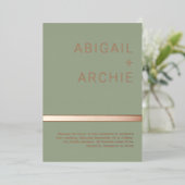 セージモダングリーンバラ金ゴールドミニマリスト結婚ズ 箔招待状 (立ち正面)