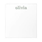 セージモダングリーンパーソナライズされた名 ノートパッド (正面)