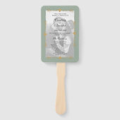 セージモダングリーンフォト金ゴールドハート結婚式 プログラム ハンドファン (正面)