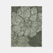 セージモダングリーンフローラダリアパターン フリースブランケット (正面)