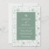 セージモダングリーンフローラトワ結婚ーズ 招待状 (正面)