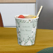 セージモダングリーンフローラベビーシャワー 紙コップ