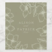 セージモダングリーンフローラル ワインラベル (シングルラベル)