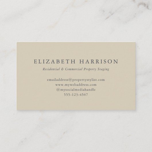 セージモダングリーンブルーリネンジオメトリックデザイン 名刺 (裏面)