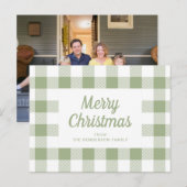セージモダングリーンプレイドメリークリスマス ポストカード (正面/裏面)