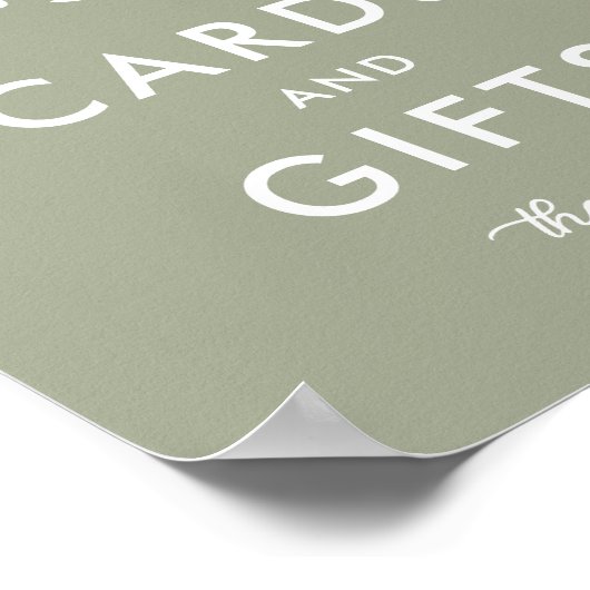 セージモダングリーンベイビーシャワーカードとギフト ポスター (角)