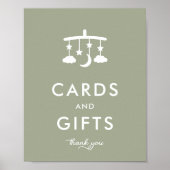 セージモダングリーンベイビーシャワーカードとギフト ポスター (正面)
