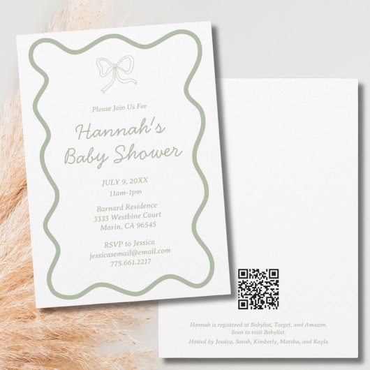 セージモダングリーンベイビーシャワー招待状 招待状