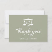 セージモダングリーンベイビーシャワー サンキューカード (正面)