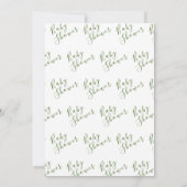 セージモダングリーンベイビーシャワー 招待状 (裏面)