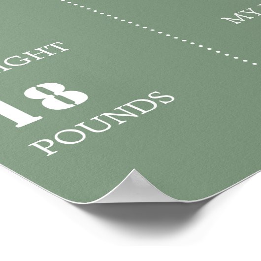 セージモダングリーンベビー1stバースデーマイルストーンサイン ポスター (角)