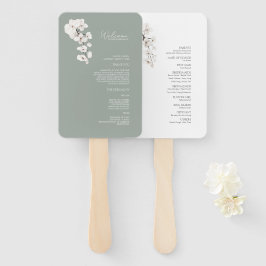 セージモダングリーンホワイトオーキズ結婚式 プログラム ハンドファン