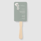 セージモダングリーンホワイトオーキズ結婚式 プログラム ハンドファン (正面)