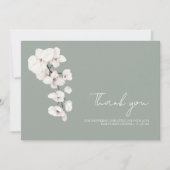 セージモダングリーンホワイトランフローラベビーシャワー サンキューカード (正面)