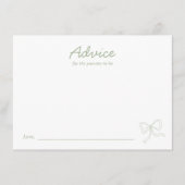 セージモダングリーンボウベイビーシャワーアドバイスカード エンクロージャーカード (正面)