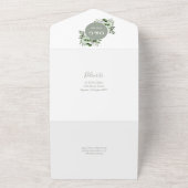 セージモダングリーンボタニカル結婚フローラ オールインワン招待状 (外側)