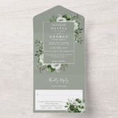 セージモダングリーンボタニカル結婚フローラ オールインワン招待状 (内側)