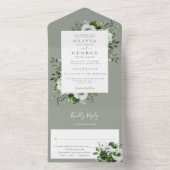 セージモダングリーンボタニカル結婚フローラ オールインワン招待状 (内側)