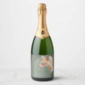 セージモダングリーンボヘミアンパンパスグラスボタニカル スパークリングワインラベル (正面)