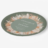 セージモダングリーンボヘミアンパンパスグラスミスター&ミセス ペーパープレート (アングル)