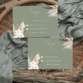 セージモダングリーンボホホワイトフローラズ結婚 出欠カード