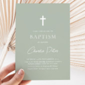 セージモダングリーンボーイズ交差《キリスト教》洗礼式や命名式バプテスマ 招待状