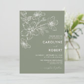 セージモダングリーンミニマリスト結婚式招待状 招待状 (スタンド正面)