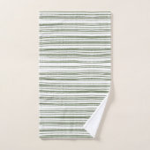 セージモダングリーンミニマルストライプのリストタオルセット バスタオルセット (ハンドタオル)