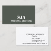 セージモダングリーンミニマルプロフェッショナルイニシャル 名刺 (正面/裏面)