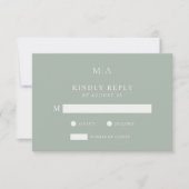 セージモダングリーンミニマ結婚リスト 出欠カード (正面)