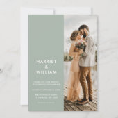 セージモダングリーンミニマ結婚リスト 招待状 (正面)