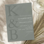 セージモダングリーンモノグラムミニマ結婚リスト 招待状