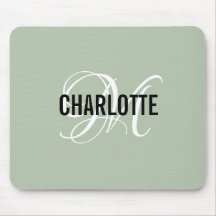 セージモダングリーンモノグラム名マウスパッド