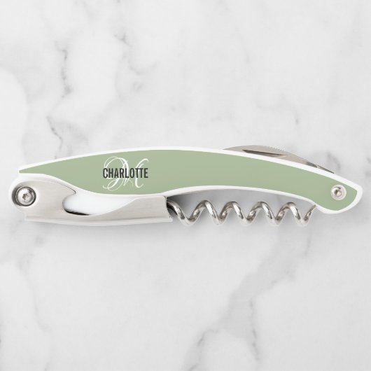 セージモダングリーンモノグラム名  ソムリエナイフ (正面)