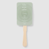 セージモダングリーンモノグラム結婚式 プログラム ハンドファン (正面)