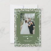 セージモダングリーンユーカリグリッター結婚ズ サンキューカード (正面)