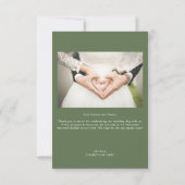 セージモダングリーンユーカリグリッター結婚ズ サンキューカード (裏面)