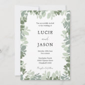 セージモダングリーンユーカリ植物学結婚院 招待状 (正面)