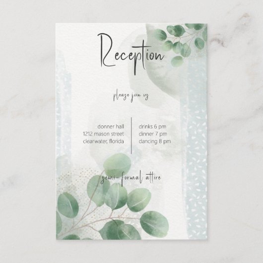 セージモダングリーンユーカリ&金ゴールド披露宴 エンクロージャーカード (正面)