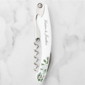 セージモダングリーンリースホワイトフローラズ結婚 ソムリエナイフ (正面)