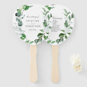 セージモダングリーンリースホワイトフローラズ結婚 ハンドファン (正面&裏面)