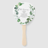 セージモダングリーンリースホワイトフローラズ結婚 ハンドファン (裏面)