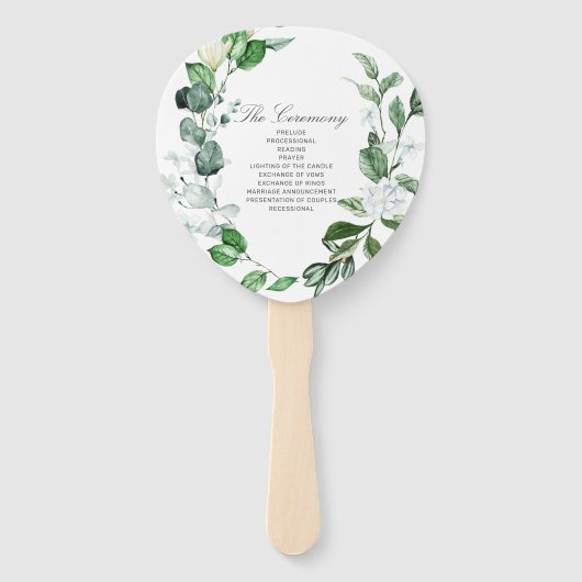 セージモダングリーンリースホワイトフローラズ結婚 ハンドファン (裏面)