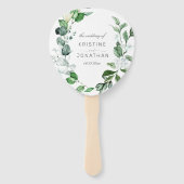 セージモダングリーンリースホワイトフローラズ結婚 ハンドファン (正面)