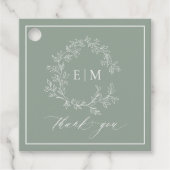 セージモダングリーンリーフェイクレストモノグラム結婚のFav フェイバータグ (正面)